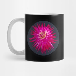 Spiky Dark Pink Cactus Dahlia Flower Circle Frame Mug